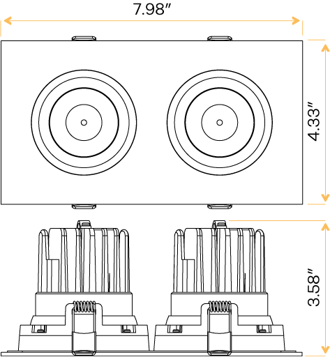 3.5” Double Head Multiple Gimbal White
