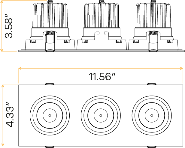 3.5” Triple Head Multiple Gimbal White