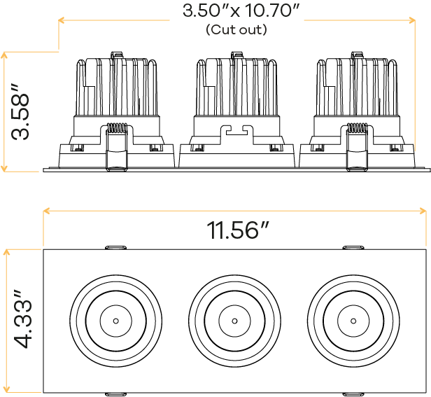 3.5” Triple Head Multiple Gimbal White