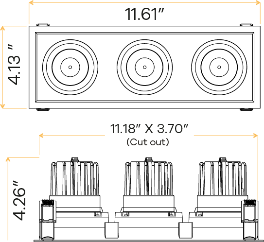 3.5” Triple Head Multiple Regress Gimbal White