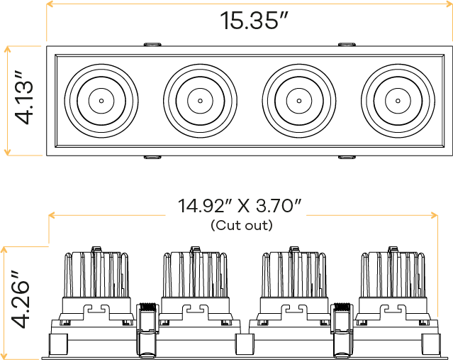3.5” Four Head Multiple Regress Gimbal Black