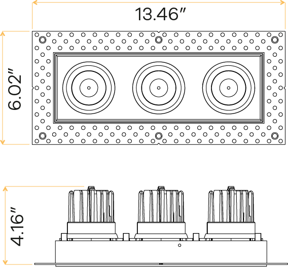 3.5” Trimless Triple Head Multiple Regress Gimbal White