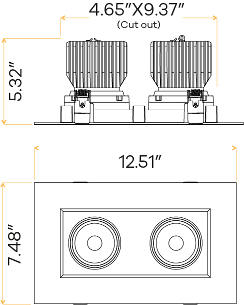 4” Double Head Regress Multiple Gimbal White