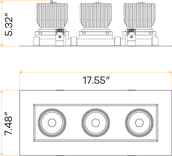 4” Triple Head Regress Multiple Gimbal White