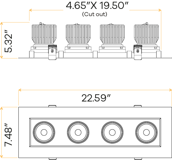 4” Four Head Regress Multiple Gimbal White