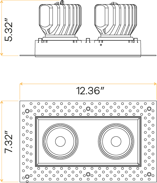 4" Double Head Trimless Regress Multiple Gimbal White