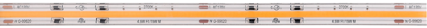 4.5W 120V Wet Rated COB Tape Light 2700K
