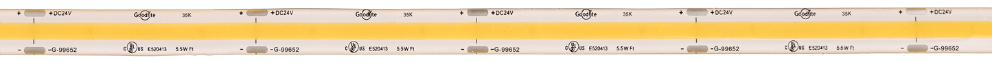 5.5W 24V IP65 Wet Rated COB Tape Light 32.80ft 3500k
