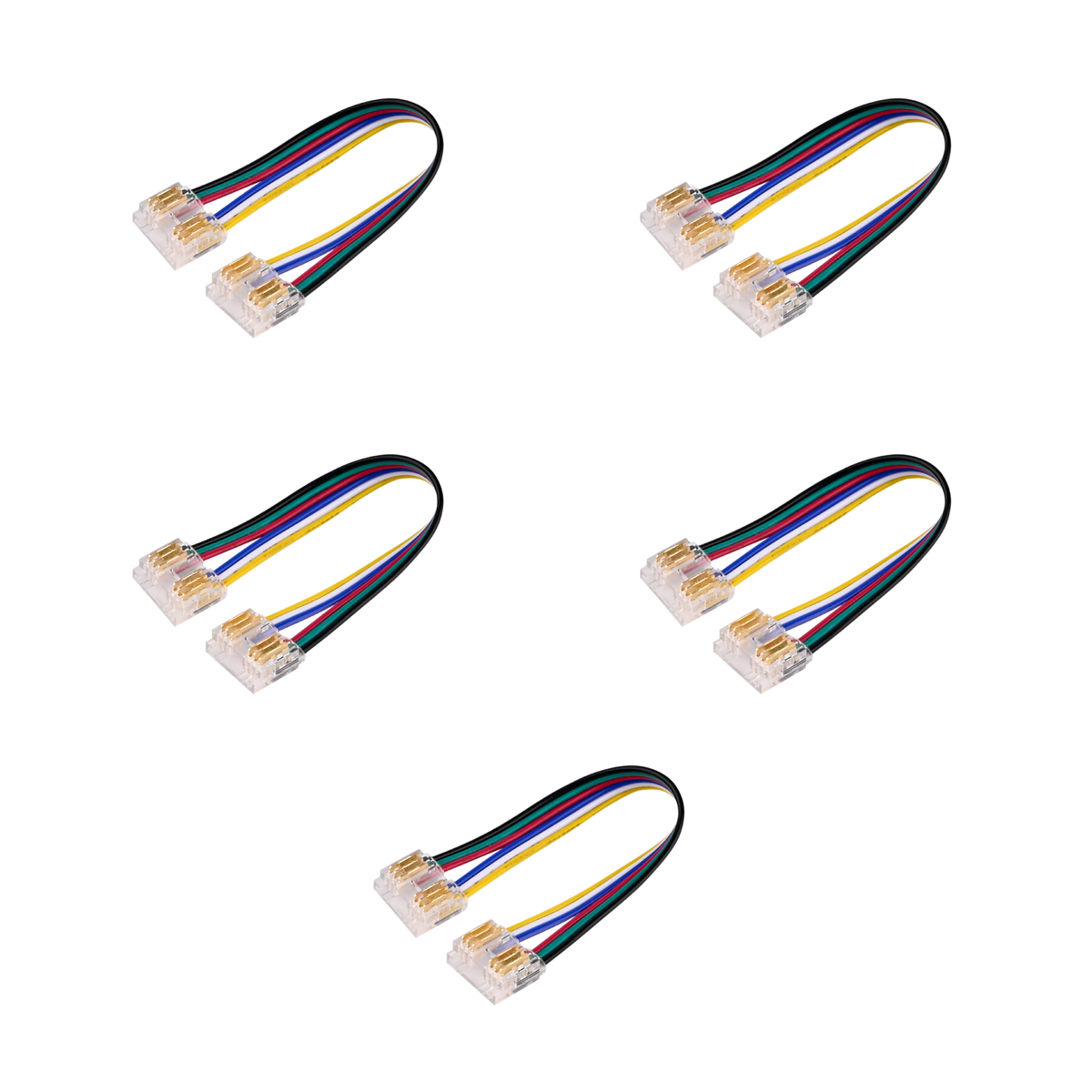Clear RGBWW Connector with 6" Wire 5PK