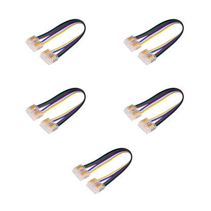 Clear RGBWW Connector with 6" Wire 5PK