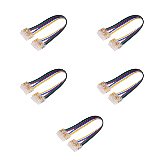 Clear RGBWW Connector with 6" Wire 5PK