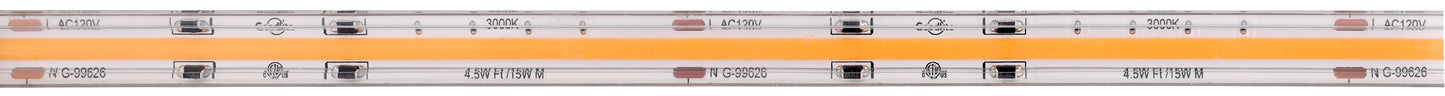 4.5W 120V Wet Rated COB Tape Light 100ft 3000K