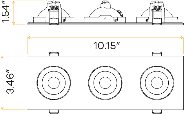 3" Triple head multiple floating gimbal White