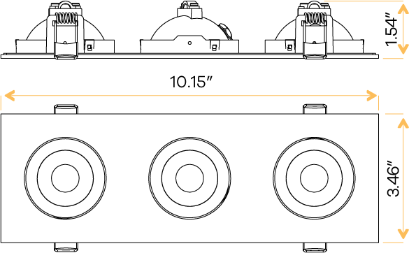 3" Triple head multiple floating gimbal White