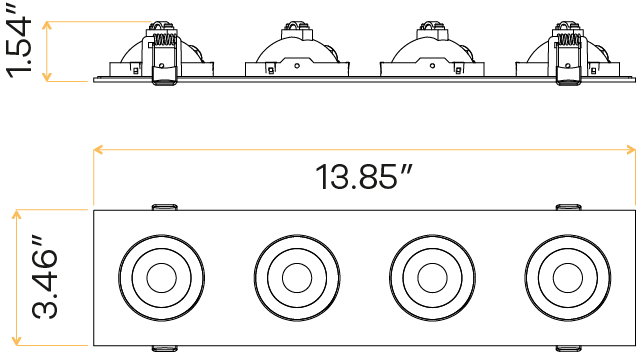 3" Four head multiple floating gimbal White