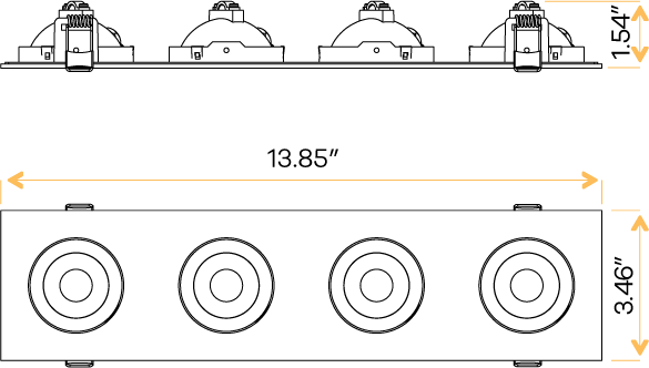 3" Four head multiple floating gimbal White