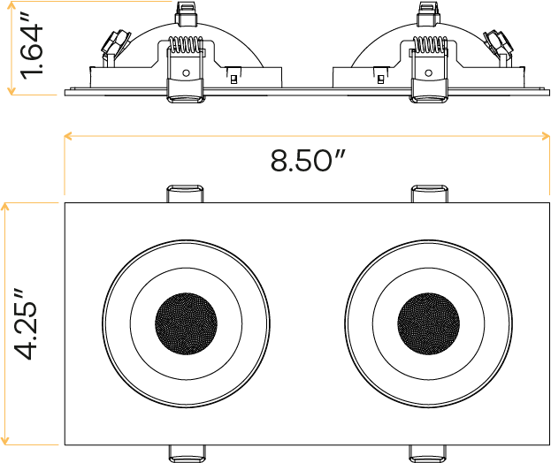 3.5" double head multiple floating gimbal White