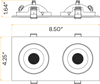 3.5" double head multiple floating gimbal White