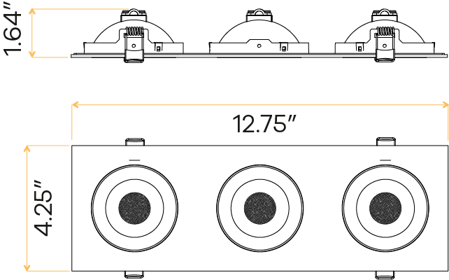 3.5" Triple head multiple floating gimbal White