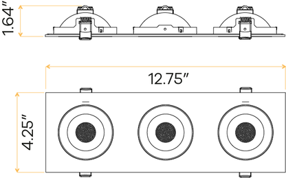 3.5" Triple head multiple floating gimbal White