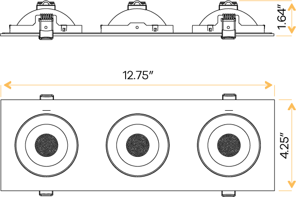 3.5" Triple head multiple floating gimbal White