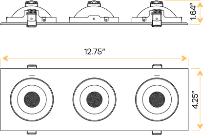 3.5" Triple head multiple floating gimbal White