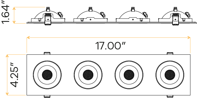 3.5" Four head multiple floating gimbal White