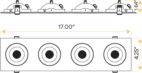 3.5" Four head multiple floating gimbal White