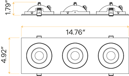 4" Triple head multiple floating gimbal White