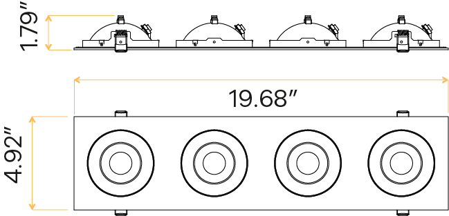 4" Four head multiple floating gimbal White