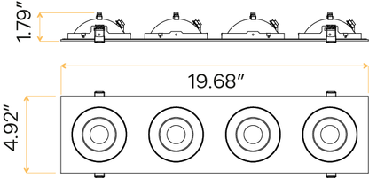 4" Four head multiple floating gimbal White