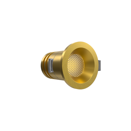 Mini Brushed Brass Puck Light 24V 22K