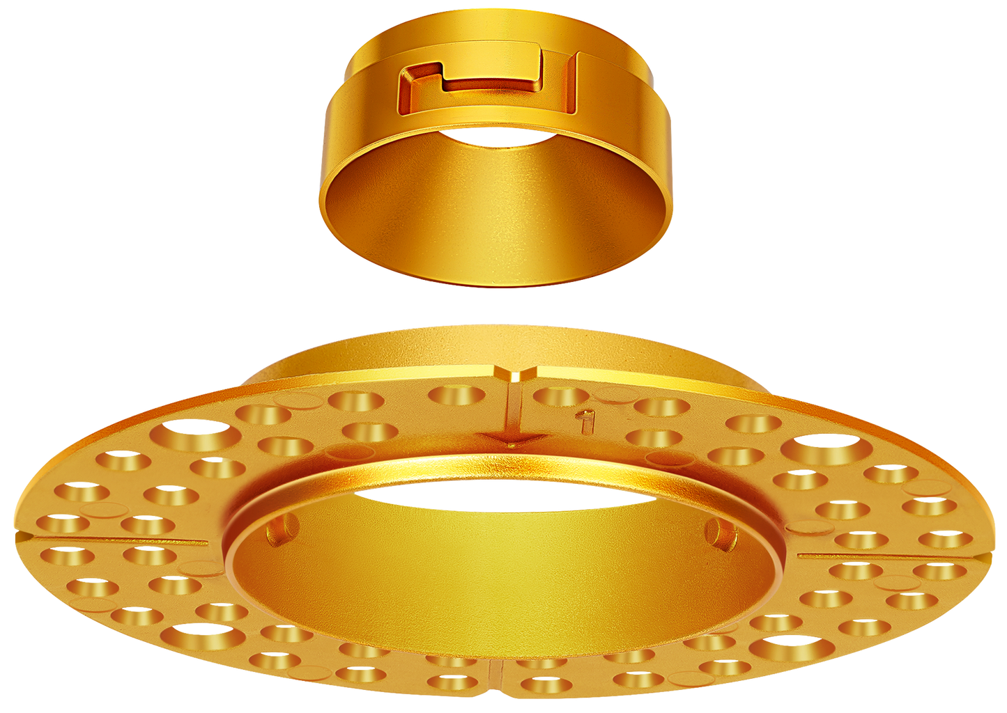 1 Inch Brushed Brass Round Trimless Kit