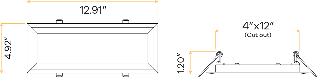4″X1′ Rectangular Flushed Slim