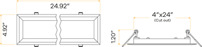 4″X2′ Rectangular Flushed Slim