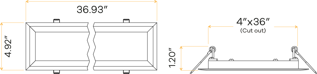 4″X3′ Rectangular Flushed Slim