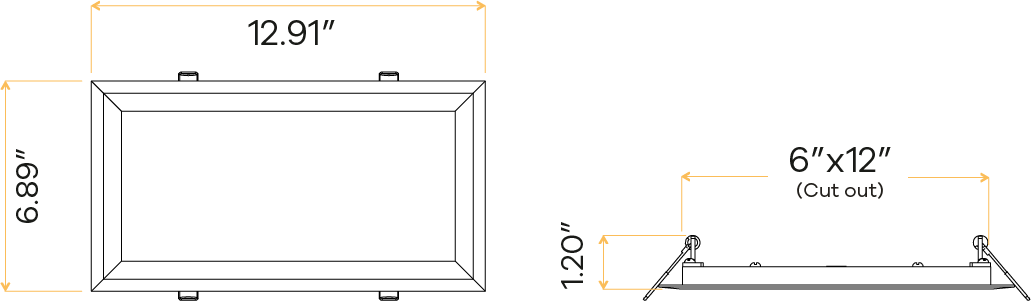 6″X1′ Rectangular Flushed Slim