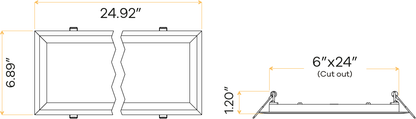 6″X2′ Rectangular Flushed Slim