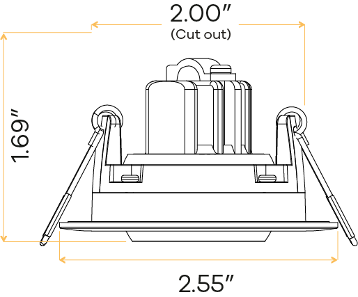 2" Square Flushed Gimbal (White)