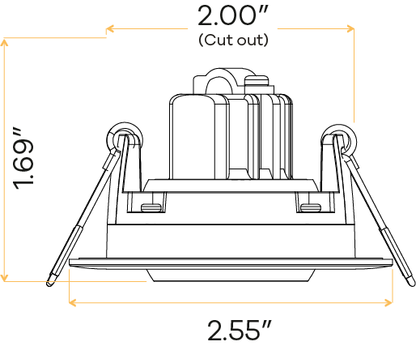 2" Square Flushed Gimbal (White)
