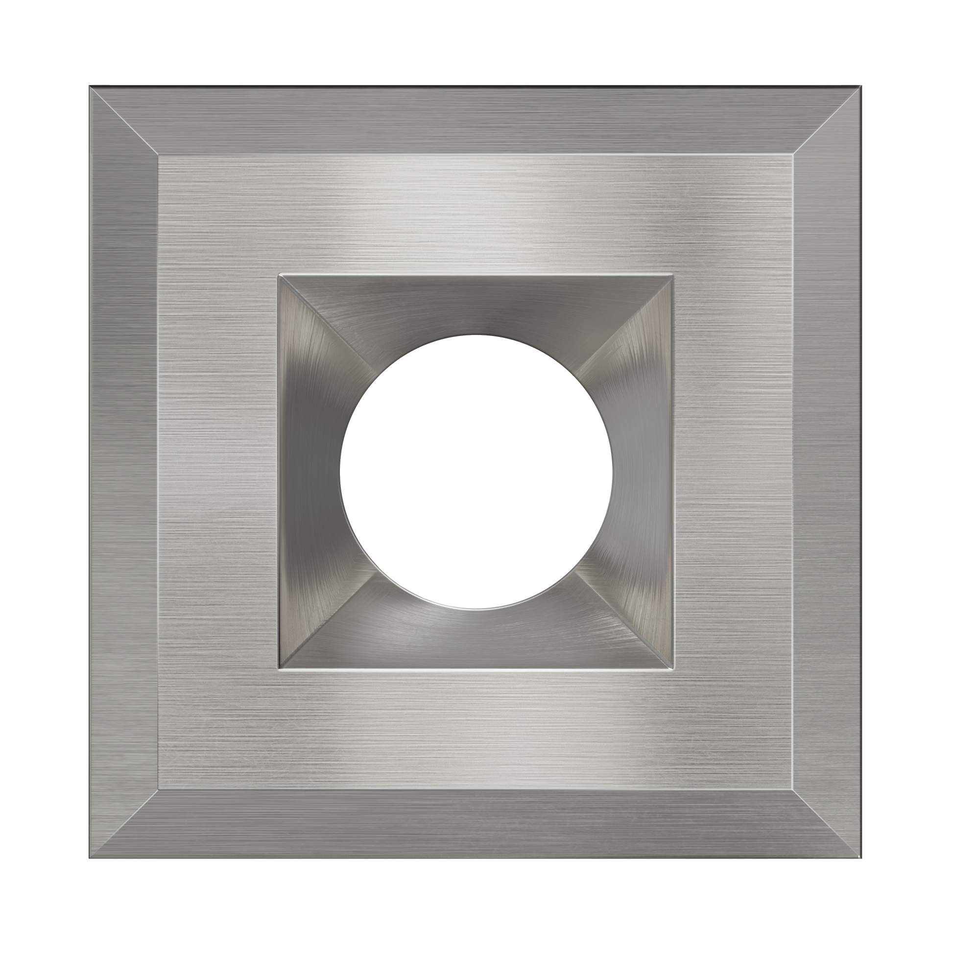 A square brushed metal Nickel light fixture, for 3 inch can 