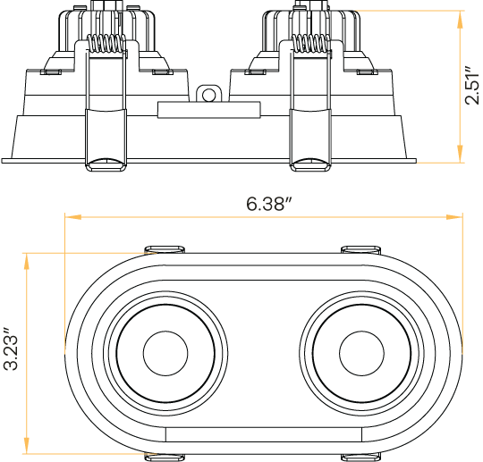 3" Oval Double Head Regress Gimbal White