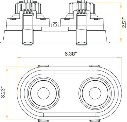 3" Oval Double Head Regress Gimbal White