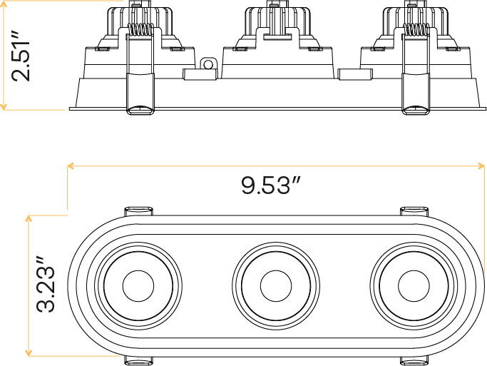 3" Oval Triple Head Regress Gimbal White