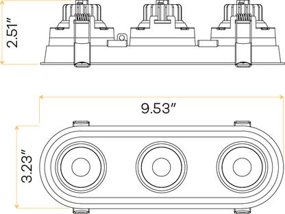 3" Oval Triple Head Regress Gimbal White