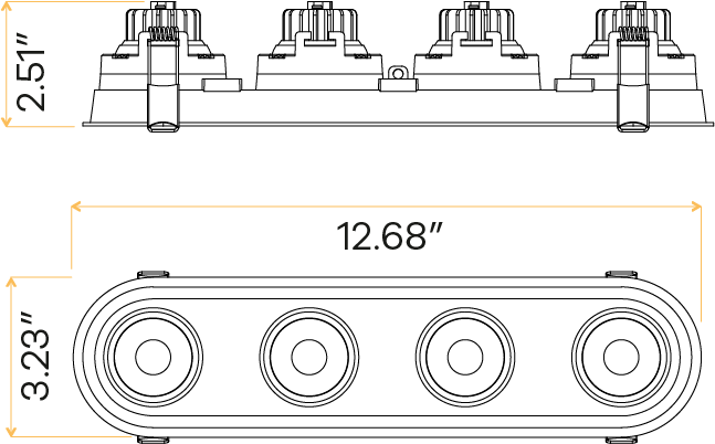 3" Oval Four Head Regress Gimbal White