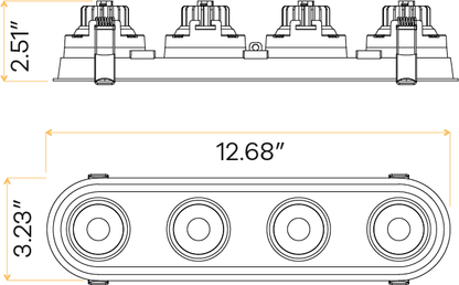 3" Oval Four Head Regress Gimbal White