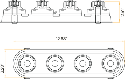 3" Oval Four Head Regress Gimbal Black