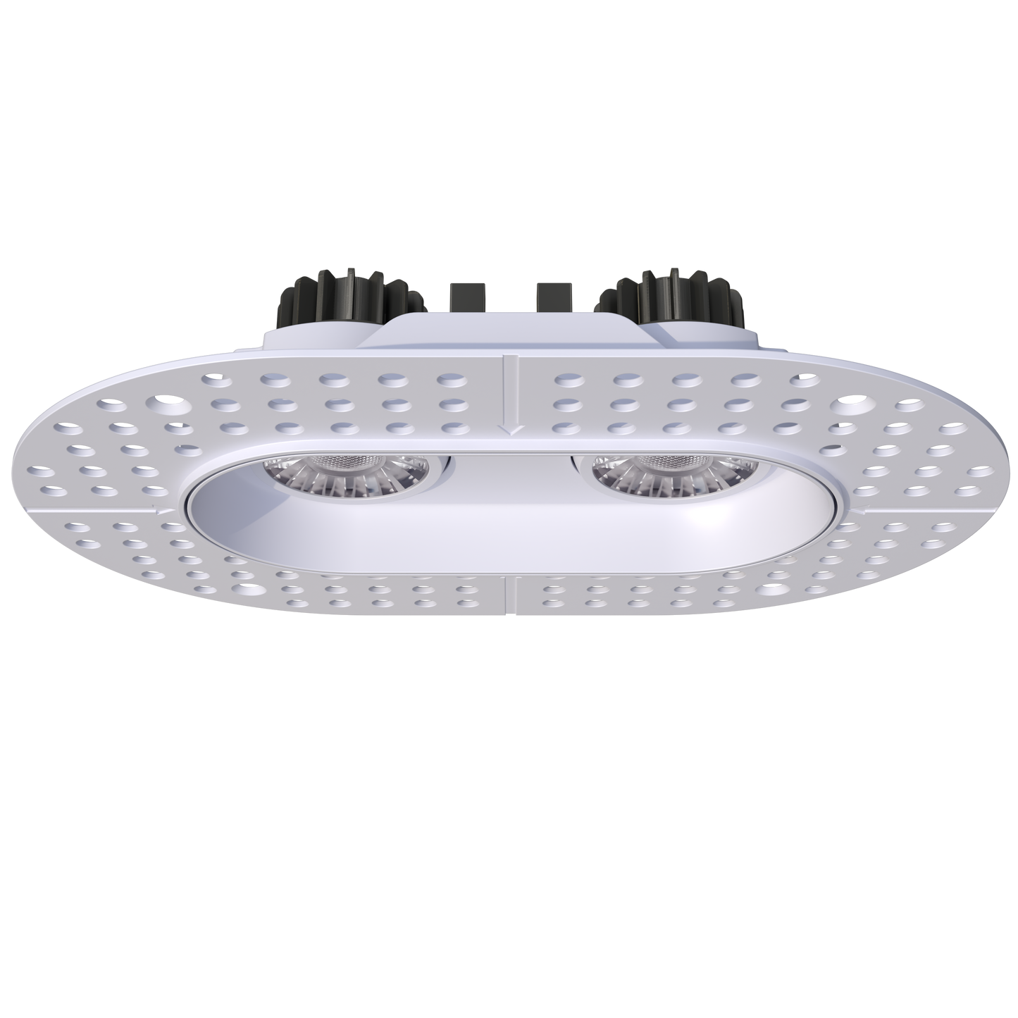 3" Oval Double Head Regress Gimbal Trimless White