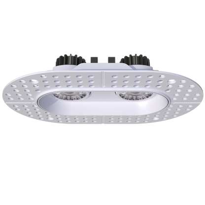 3" Oval Double Head Regress Gimbal Trimless White